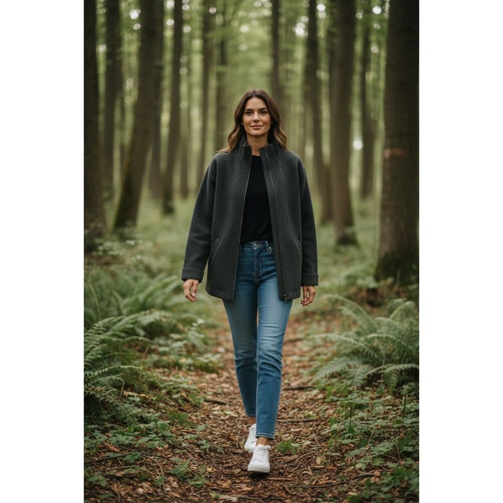 Lauren Dry Goods Supply Co Green Wool Blend Zip Up Jacket Size Small